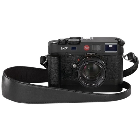 Leica Wide Camera-Carrying Strap In Black Saddle Leather