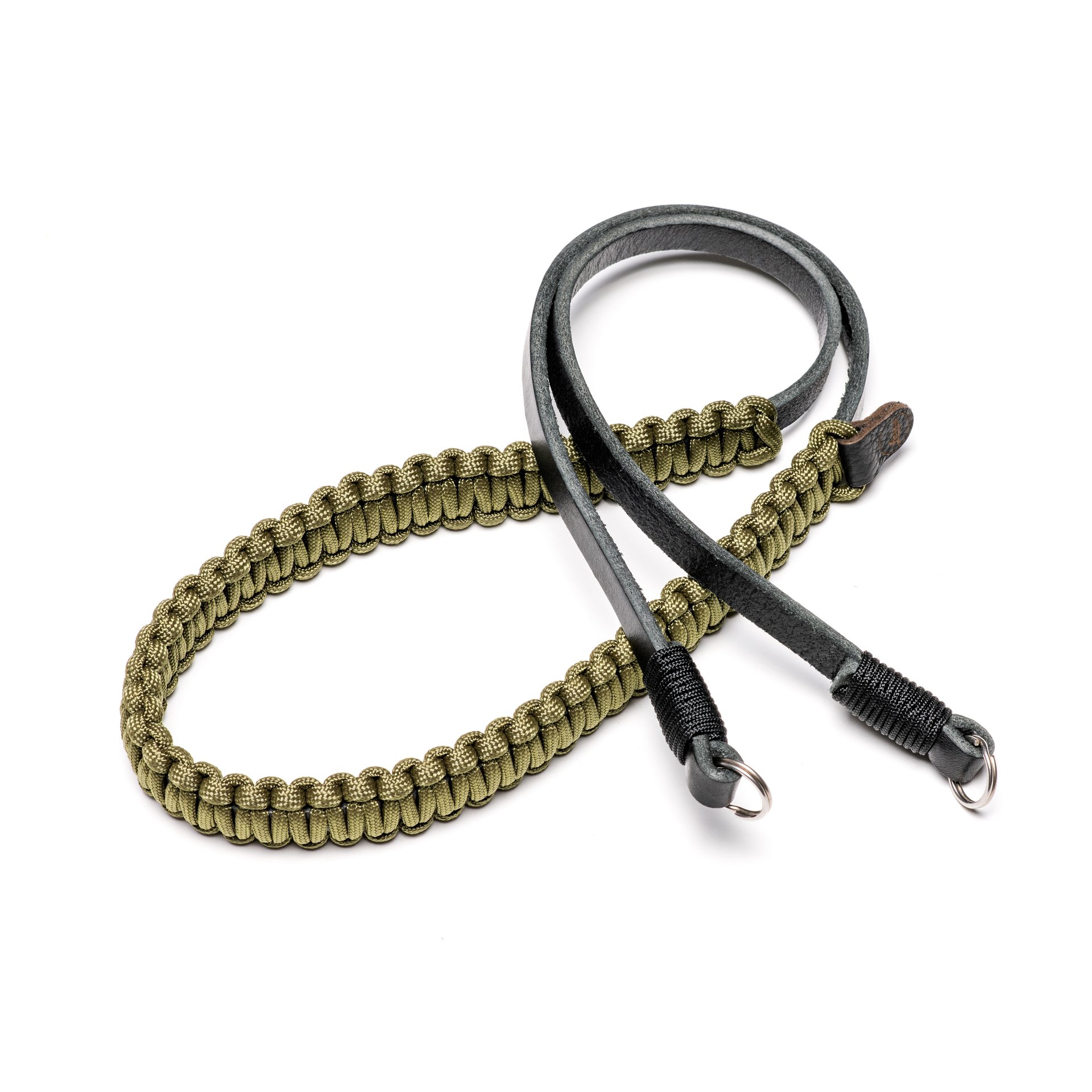 Leica 39 Paracord Strap by COOPH Black/Olive, Neck/Shoulder, Color Green, Fixed Length, 39