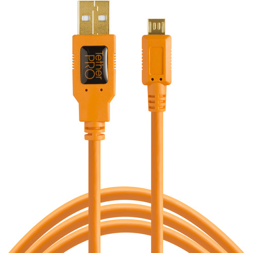 TThumbnail image for Tether Tools TetherPro USB 2.0 A Male to Micro-B 5-Pin Cable (15', Orange)
