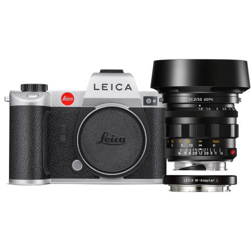 TVignette pour Leica SL2 Argenté avec Noctilux-M 50mm f/1.2 ASPH. et adaptateur M-L