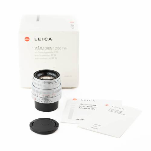 Leica Summicron-M 50mm f/2 Argenté avec monture à vis M39 *A+*