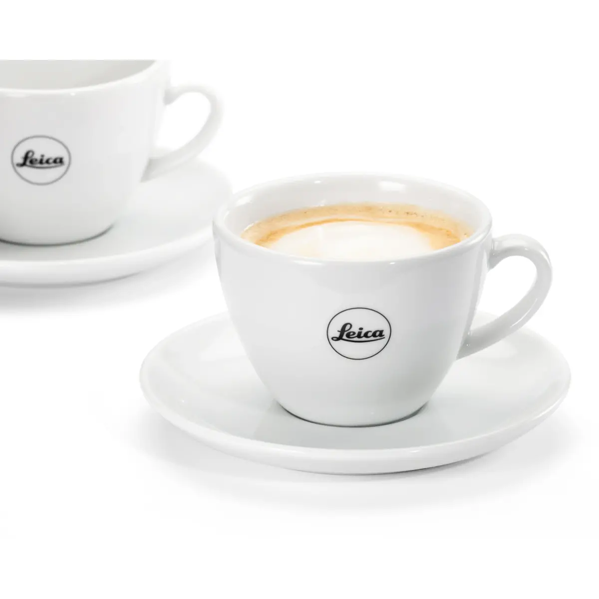 Leica Coffee Cup Set for 2, 4 Pieces, Porcelain, White