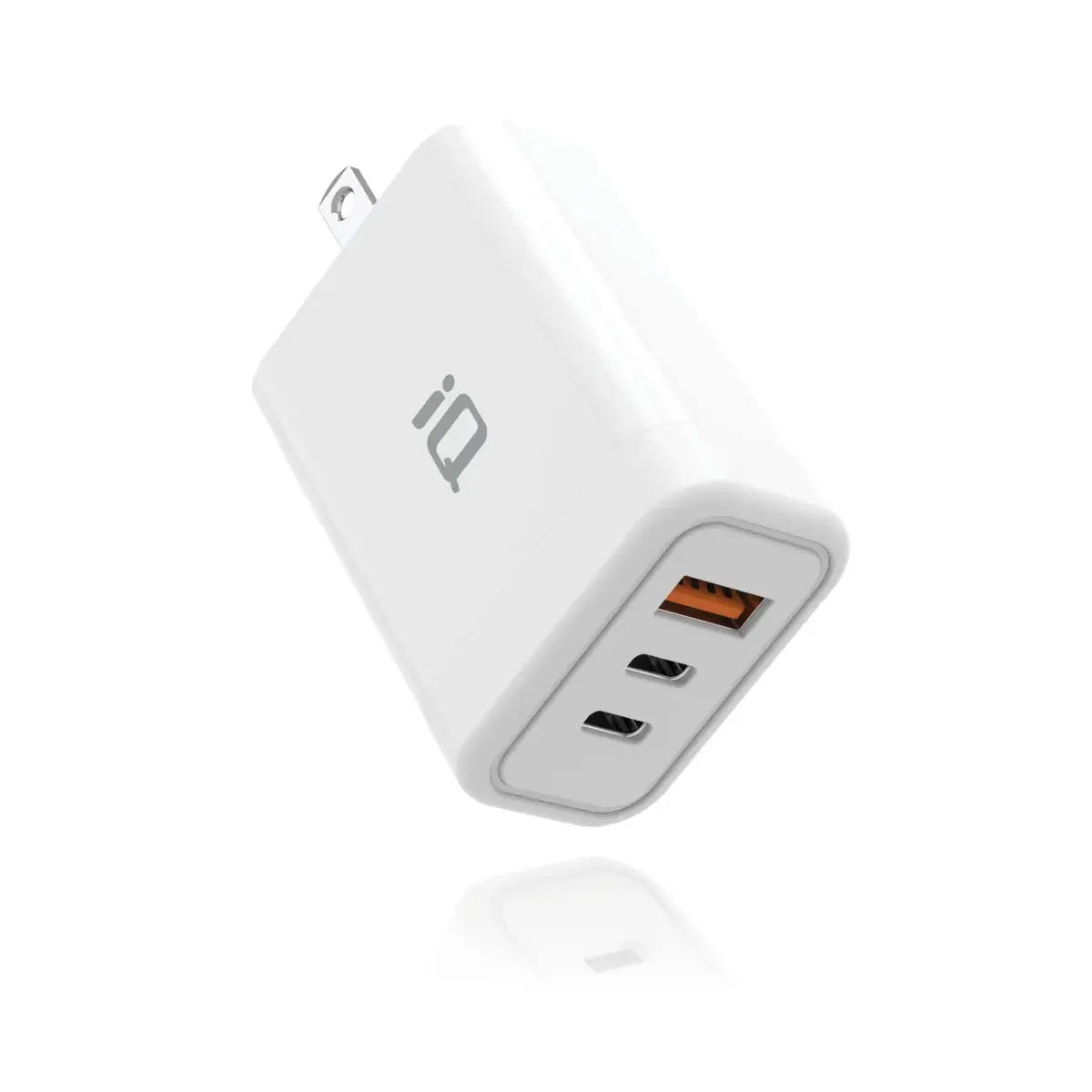 IQ Chargeur mural PD65W GaN AVEC 2-TYPE C ET 1-TYPE A