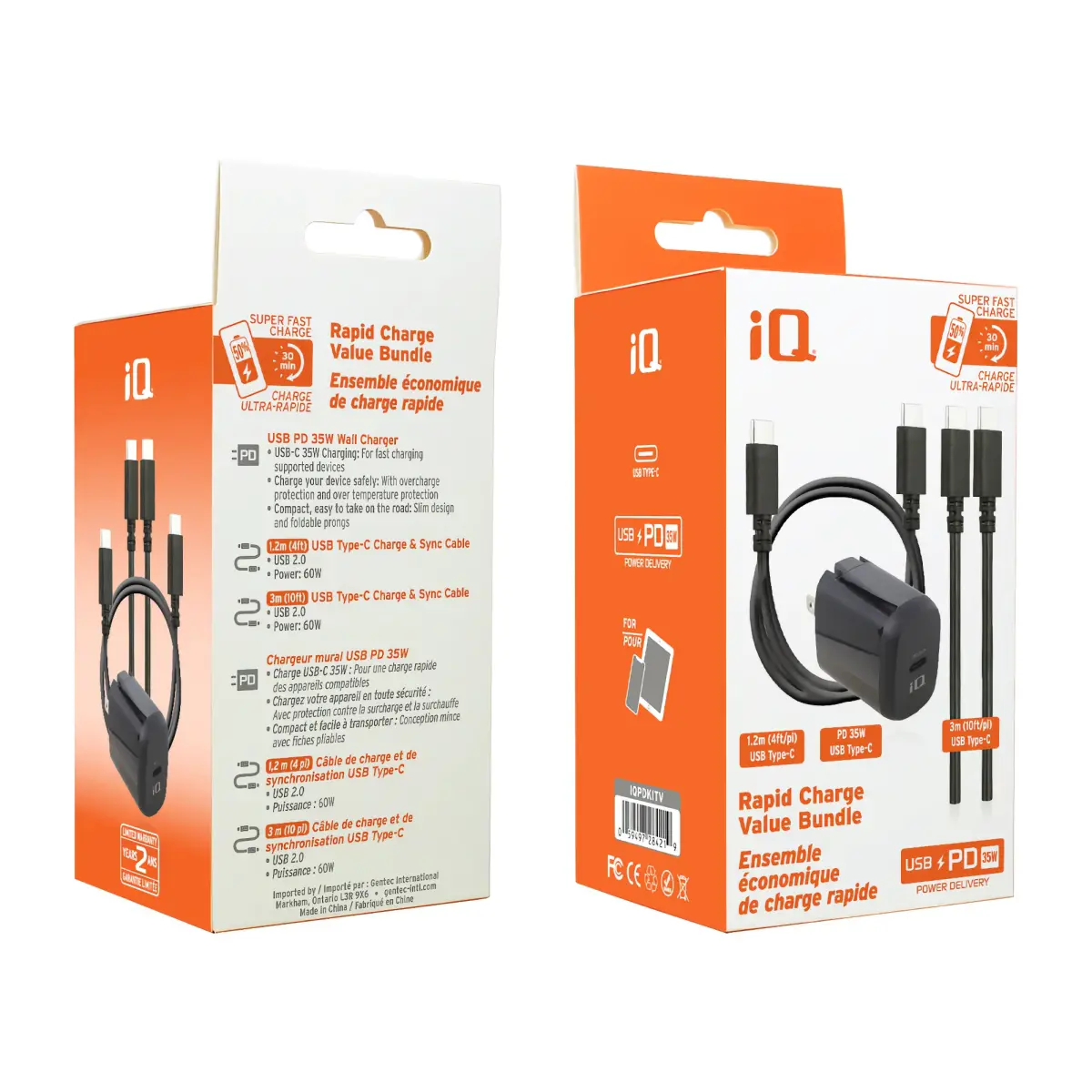 IQ Chargeur rapide USB-C PD Ensemble économique 35W