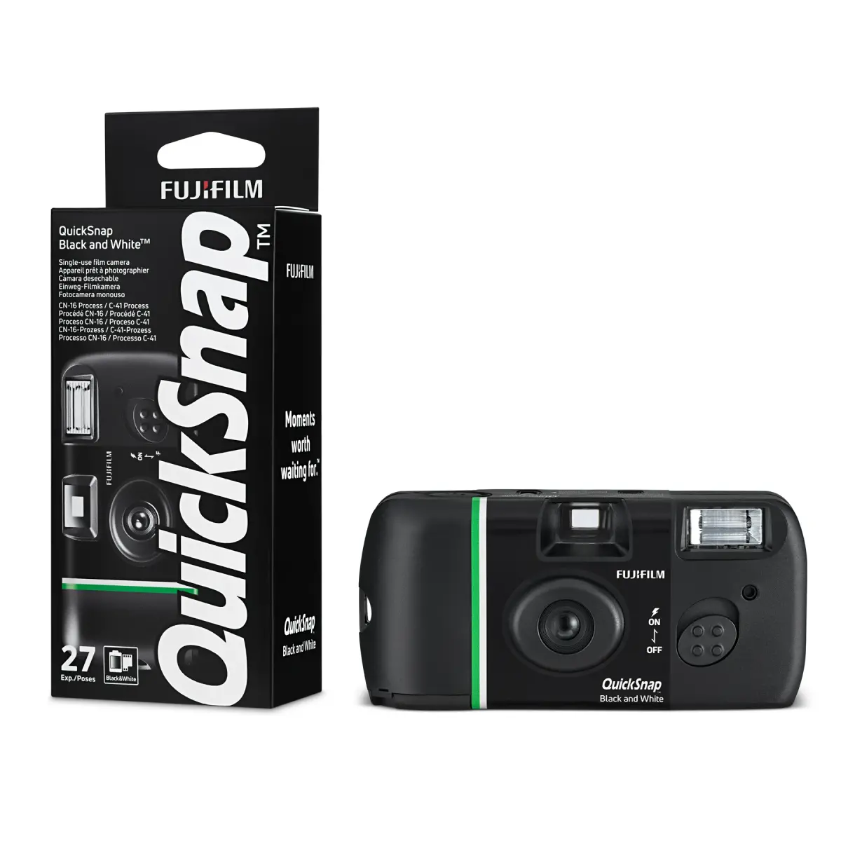 Fujifilm QuickSnap Noir et Blanc Caméra Jetable avec Flash - 27 poses